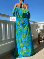 Ensemble Maillot de bain 3 pièces (bikini + kimono) - vert bleu – Image 4