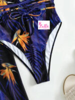 Ensemble Maillot de bain 2 pièces ( maillot 1 pièce + kimono) - violet jaune – Image 4