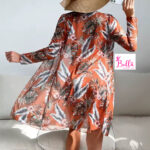 Ensemble Maillot de bain 3 pièces (short + haut + kimono) - orange vert – Image 3