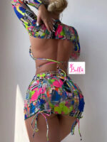 Ensemble Maillot de bain 4 pièces (bikini + jupe + longue manche) - multicolore – Image 2