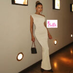 Robe avec épaules asymétriques - beige – Image 2