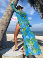 Ensemble Maillot de bain 3 pièces (bikini + kimono) - vert bleu – Image 3