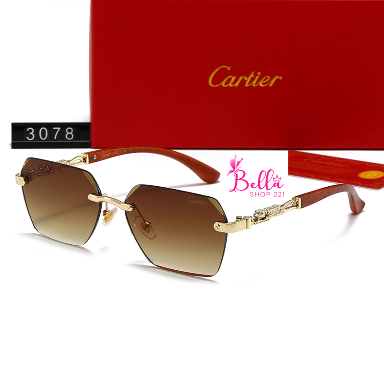 9227a01b-242f-422e-affb-4d6ac738be9c Lunette de soleil - cartier (+ boîte + étui) – Image 1