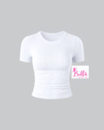 T-shirt Crop top  côtelé et gainant - blanc