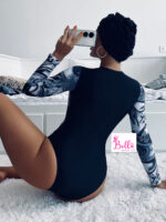 Ensemble Maillot de bain Burkini 4 pièces (maillot 1 pièce + legging + paréo + bonnet) -  bleu noir – Image 2