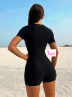 Maillot de bain 1 pièce (combi-short) - noir violet – Image 5