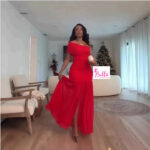 Robe moulante 1 manche - rouge – Image 5