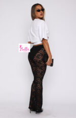 Pantalon bas large en dentelle - noir – Image 2