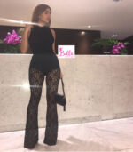 Pantalon bas large en dentelle - noir