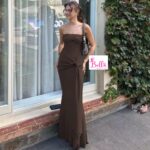 Robe avec attache - marron