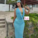 Ensemble jupe de plage + haut + foulard - bleu – Image 3