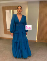 Robe  longue manche - bleue – Image 3