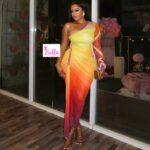 Robe moulante 1 manche - multicolore jaune
