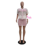 Ensemble jupe et haut en tricot - blanc rose (semi transparent) – Image 4