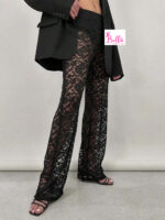 Pantalon bas large en dentelle - noir – Image 5