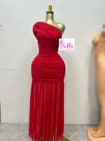 Robe moulante 1 manche - rouge – Image 3