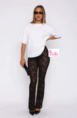 Pantalon bas large en dentelle - noir – Image 4