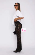 Pantalon bas large en dentelle - noir – Image 6