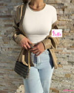 T-shirt Crop top côtelé et gainant - beige – Image 3
