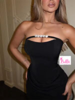 Robe moulante bustier - noire – Image 4