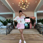 Ensemble jupe et haut en tricot - blanc rose (semi transparent)