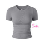 T-shirt Crop top côtelé et gainant - gris