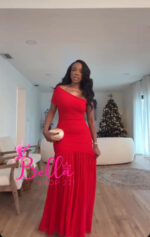 Robe moulante 1 manche - rouge – Image 2