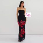 Robe avec attache derrière - rouge noir