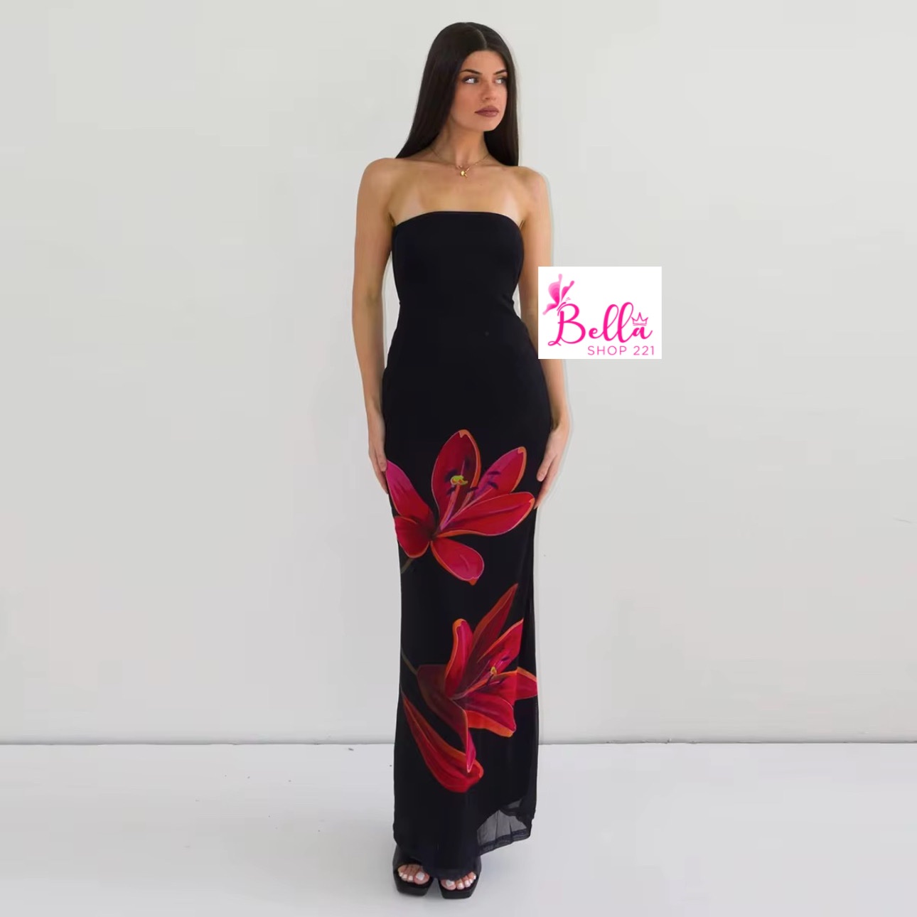 b38db532-1fb2-4518-93a4-8fd6797ec785 Robe avec attache derrière - rouge noir – Image 1