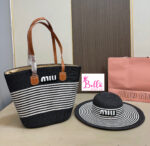 Ensemble Sac Fourre-Tout miu miu + chapeau - noir blanc