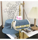 Ensemble Mini sac + bob réversible - blanc bleu