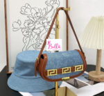 Ensemble Mini sac + bob réversible - marron bleu