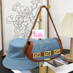 Ensemble Mini sac + bob réversible - marron bleu