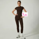 Ensemble Legging taille haute et T-Shirt seamless - marron – Image 7