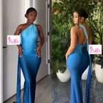 Robe moulante et dos nu - bleue