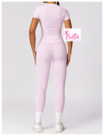 Ensemble Legging taille haute et T-Shirt - rose – Image 4