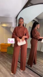 Ensemble pantalon et haut - marron – Image 4
