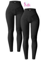 Legging taille haute côtelé et gainant - noir – Image 6