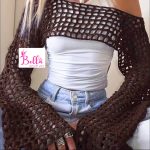 Haut court en maille - marron – Image 4