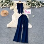 Ensemble pantalon et haut en jeans - bleu – Image 7
