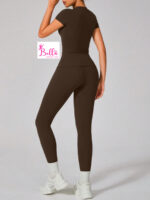 Ensemble Legging taille haute et T-Shirt seamless - marron – Image 4