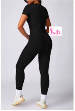 Ensemble Legging taille haute et T-Shirt seamless - noir – Image 3