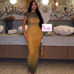 Robe moulante froncée - jaune vert