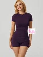 Ensemble short avec poche et haut seamless - violet – Image 2