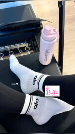 Chaussettes alo unisexes mi longues - blanches – Image 4