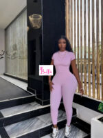 Ensemble Legging taille haute et T-Shirt - rose – Image 2