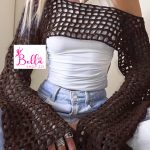 Haut court en maille - marron