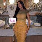 Robe moulante froncée - jaune vert – Image 3