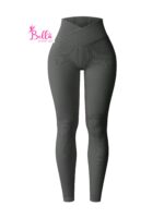 Legging taille haute côtelé et gainant - gris