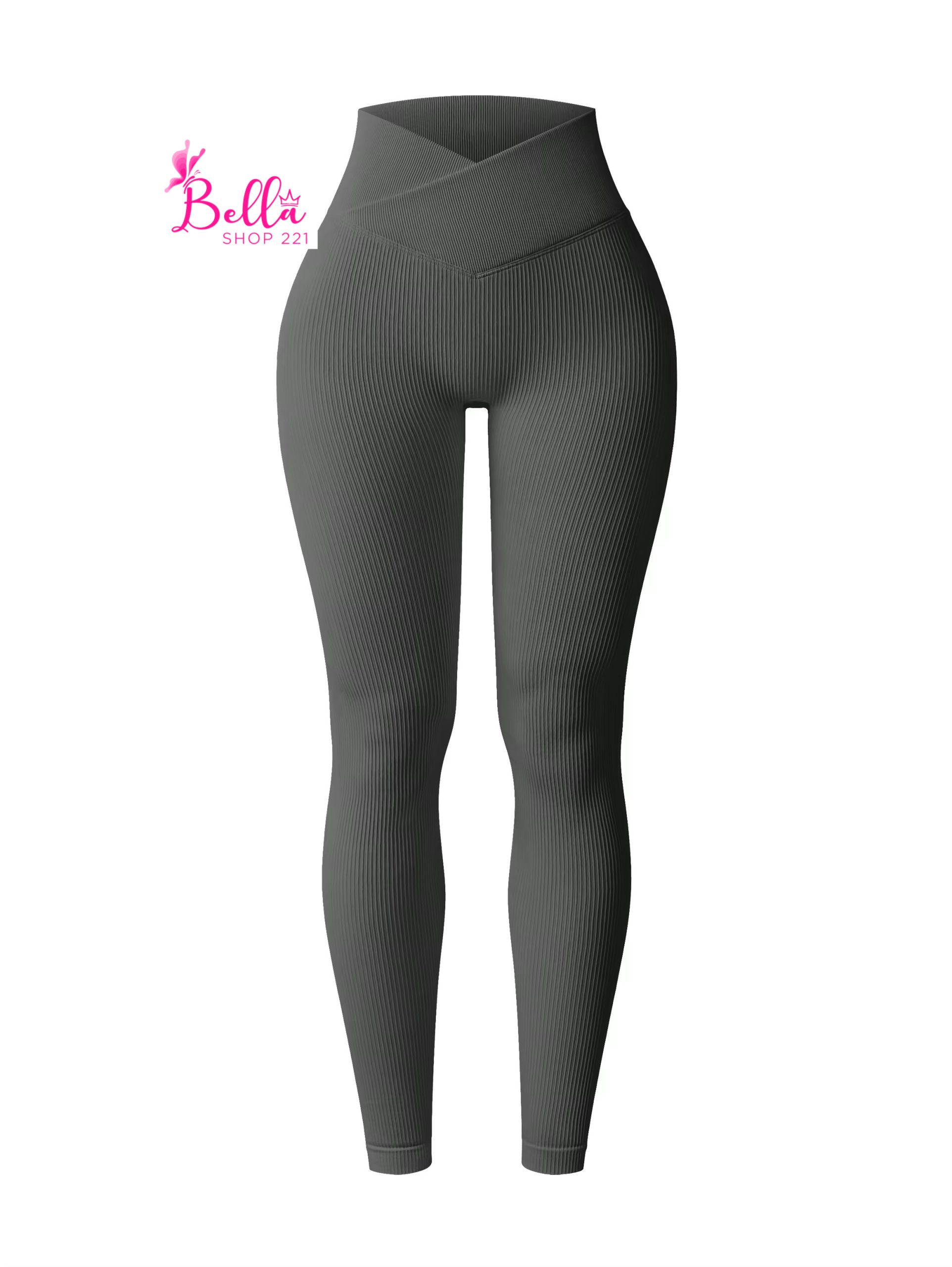 7f950c39-a7f5-4e26-8a05-4a5f23990922 Legging taille haute côtelé et gainant - gris – Image 1
